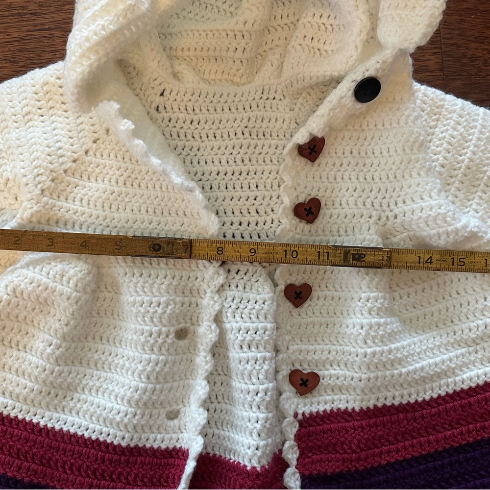 SOLD ON X-POST Adorable White and Purple Crochet Baby Cardigan - Picture 8 of 8